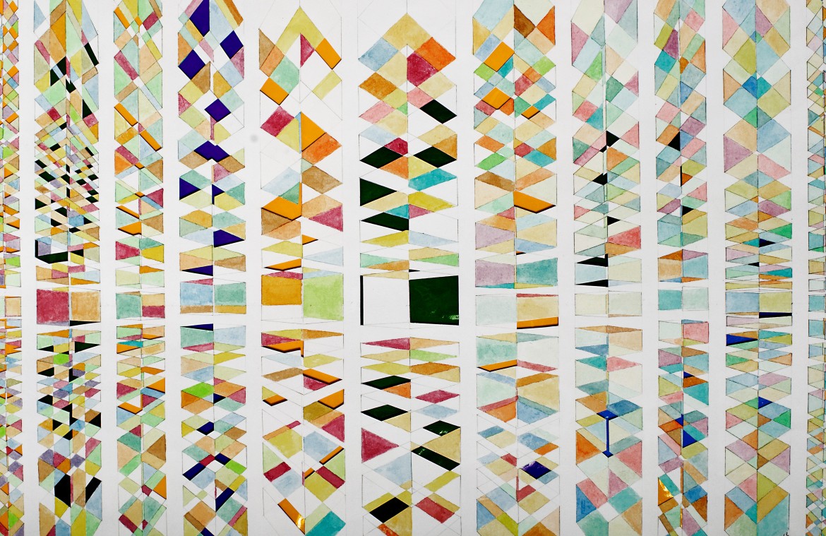 A photo of a colourful geometric pattern.