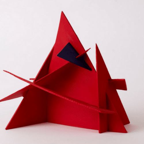 A thumbnail preview of Red Model with Blue Shard, an example of Visual Art work from the Chip Night exhibition.