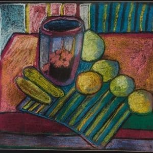 A thumbnail preview of Fruit on a Striped Cloth, an example of Visual Art work from the Visual Art exhibition.