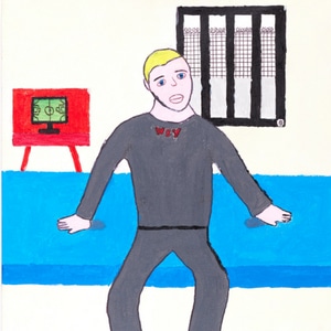 A thumbnail preview of Man in a Pad, an example of Visual Art work from the First Impressions - Portraits from Prisons exhibition.