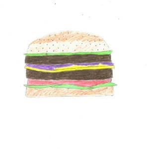 A thumbnail preview of Burger, an example of Visual Art work from the The Future Is Never Too Big: Koestler Arts at the Supreme Court exhibition.