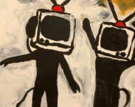 A thumbnail preview of TV People, an example of Visual Art work from the The Future Is Never Too Big: Koestler Arts at the Supreme Court exhibition.