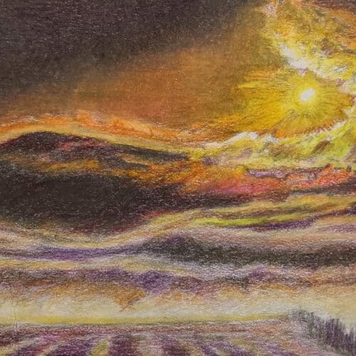 A thumbnail preview of The Lonely Journey, but the Sun’s on the Horizon, an example of Visual Art work from the Postcards from Prison exhibition.