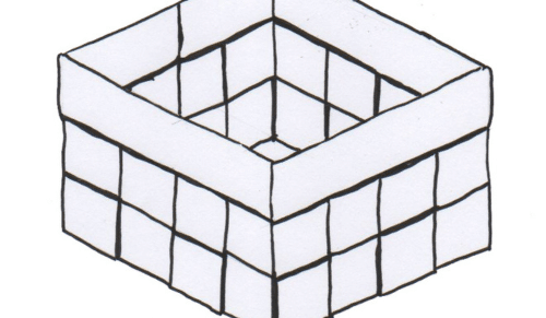 Pencil drawing of woven box