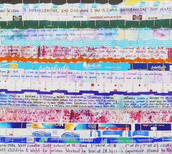 A multimedia collage of different pieces of paper and newspaper.