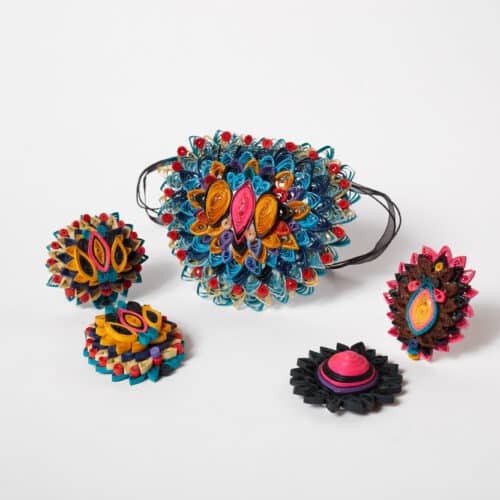 A thumbnail preview of Quilled Paper Necklace + Brooches, an example of Visual Art work from the I'm Still Here exhibition.